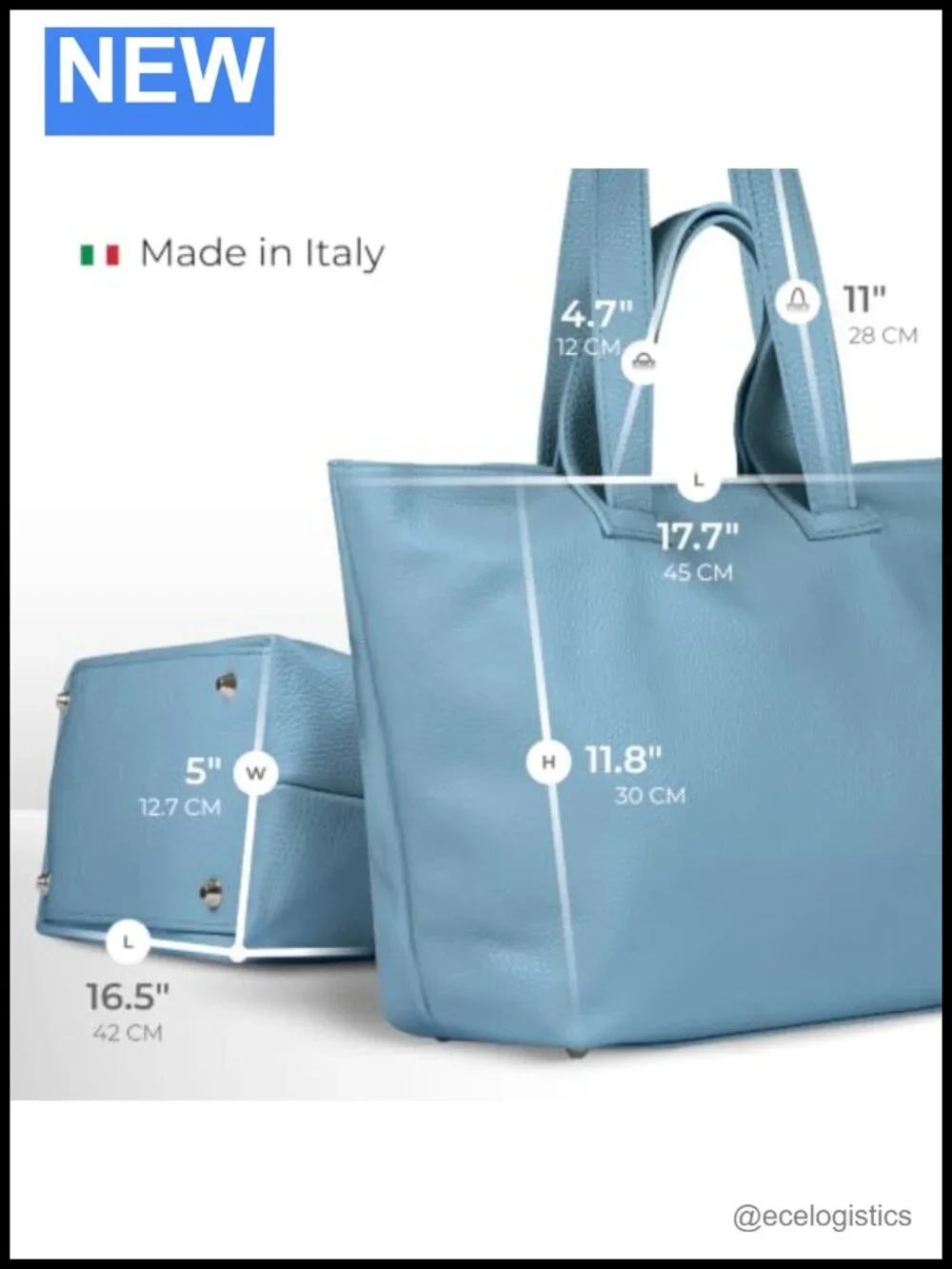 Italian Full-Grain Leather Tote Bag Women Shoulder Purse Large Zip Top Laptop